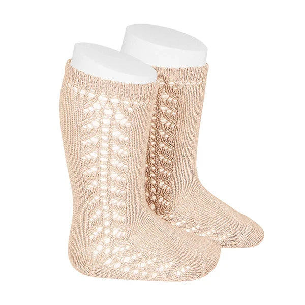 Condor Side Openwork Knee High Socks (#674 Nude)