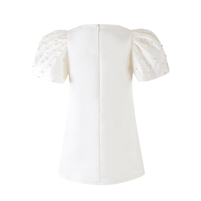 Ellie Ellie - Sylvia White Satin Bow Dress