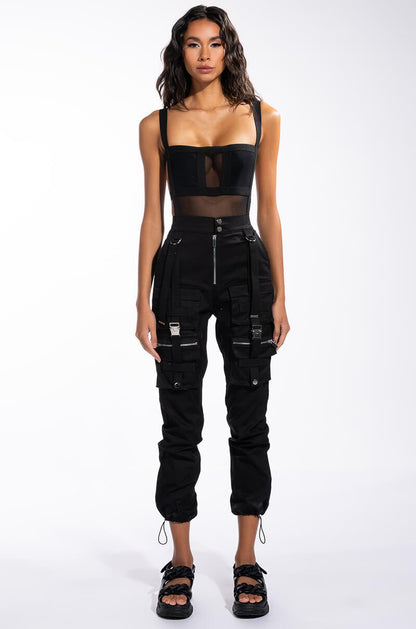 ALEXA MESH SQUARE NECK SLEEVELESS BODYSUIT