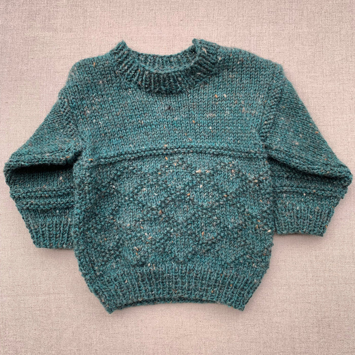 Knitted by Nana Angelique Jumper - Rustic Tweed Evergreen