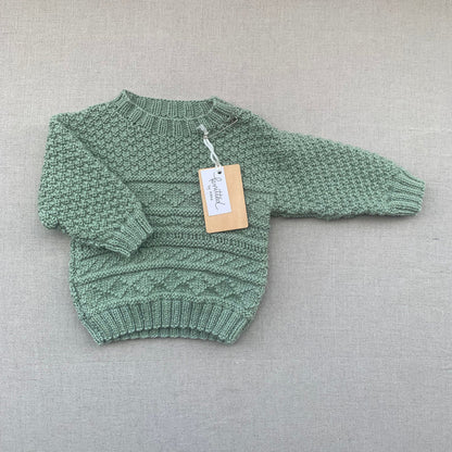 Knitted by Nana Basil Jumper - Misty Jade