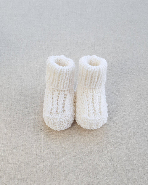 Knitted by Nana Cuffed Booties Cream