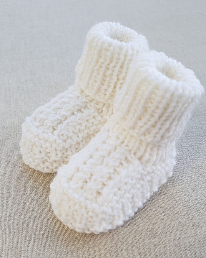 Knitted by Nana Cuffed Booties Cream