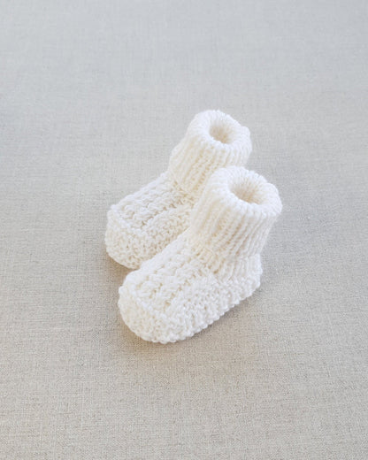 Knitted by Nana Cuffed Booties Cream