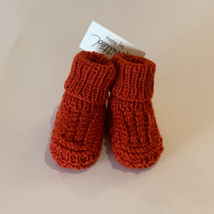 Knitted by Nana Cuffed Booties Pumpkin Spice