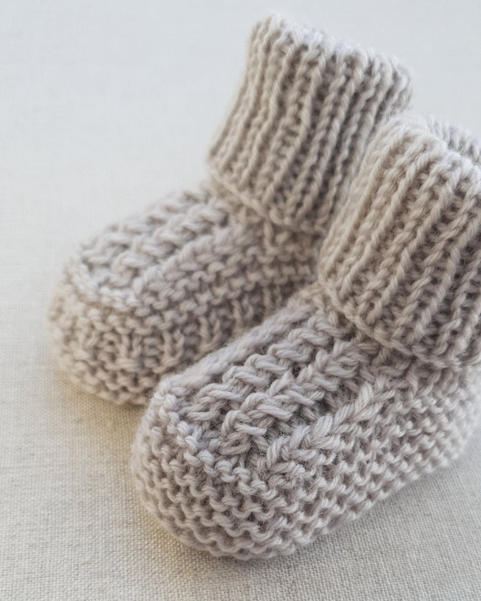 Knitted by Nana Cuffed Booties Stone
