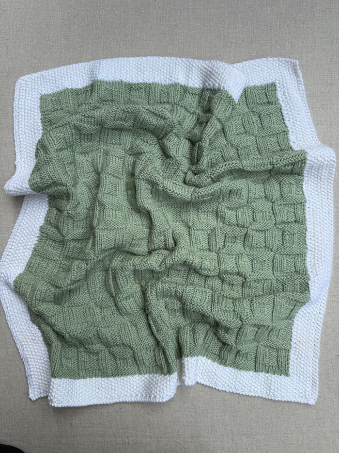 Knitted By Nana Georgie Misty Jade and Cream - 600 x 600mm