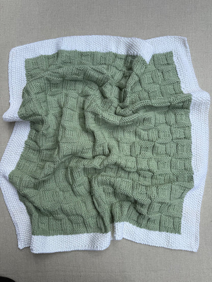 Knitted By Nana Georgie Misty Jade and Cream - 600 x 600mm
