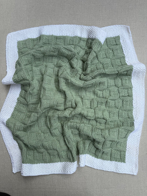 Knitted By Nana Georgie Misty Jade and Cream - 600 x 600mm