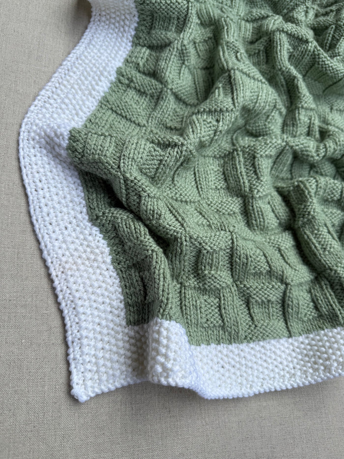 Knitted By Nana Georgie Misty Jade and Cream - 600 x 600mm