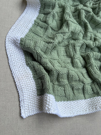 Knitted By Nana Georgie Misty Jade and Cream - 600 x 600mm