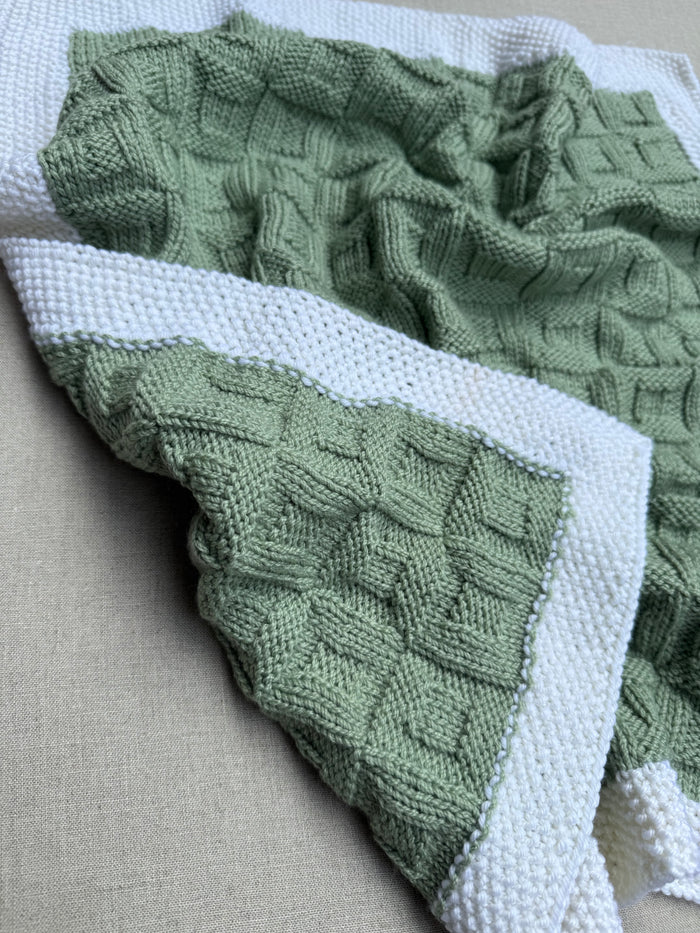 Knitted By Nana Georgie Misty Jade and Cream - 600 x 600mm