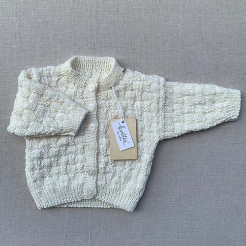 Knitted by Nana Luke Cardigan - Cream - 12M