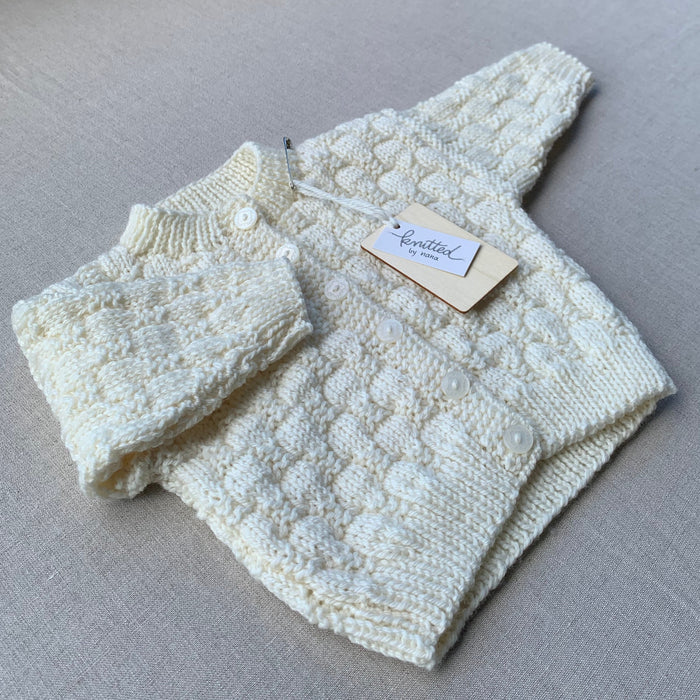 Knitted by Nana Luke Cardigan - Cream - 12M