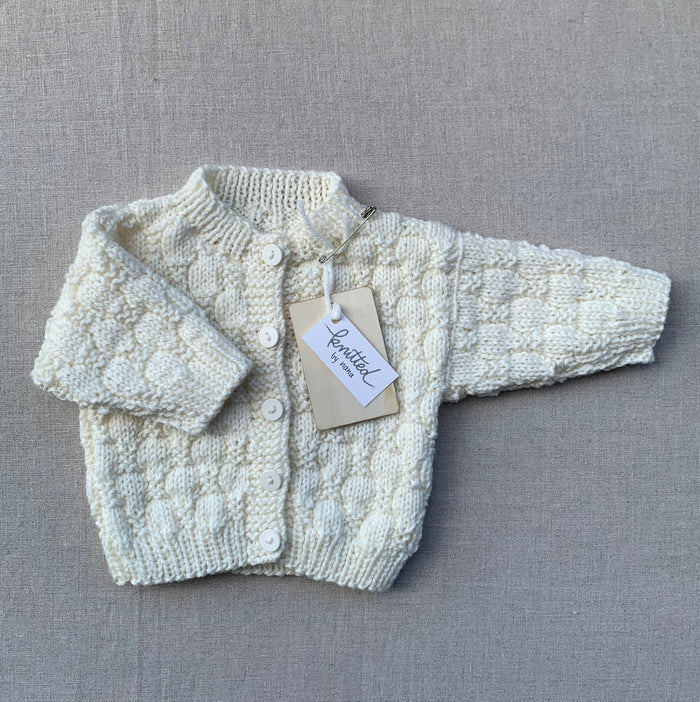 Knitted by Nana Luke Cardigan - Cream - NB