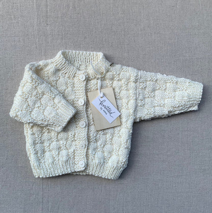 Knitted by Nana Luke Cardigan - Cream - NB