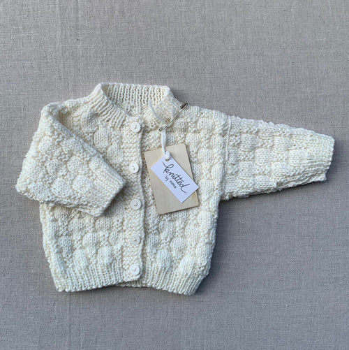 Knitted by Nana Luke Cardigan - Cream - NB