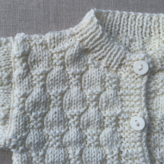 Knitted by Nana Luke Cardigan - Cream - NB