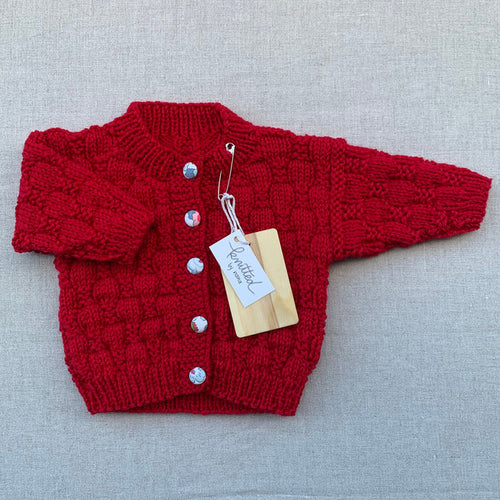 Knitted by Nana Luke Cardigan - Merlot - NB