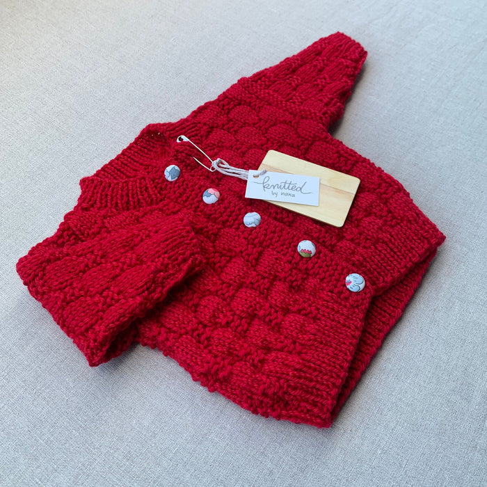 Knitted by Nana Luke Cardigan - Merlot - NB