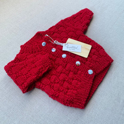Knitted by Nana Luke Cardigan - Merlot - NB