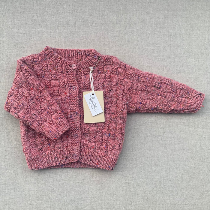 Knitted by Nana Luke Cardigan - Rustic Tweed Rose