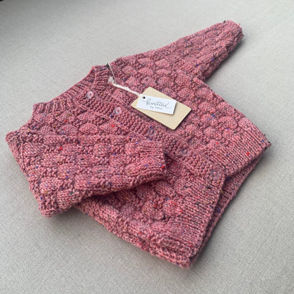 Knitted by Nana Luke Cardigan - Rustic Tweed Rose