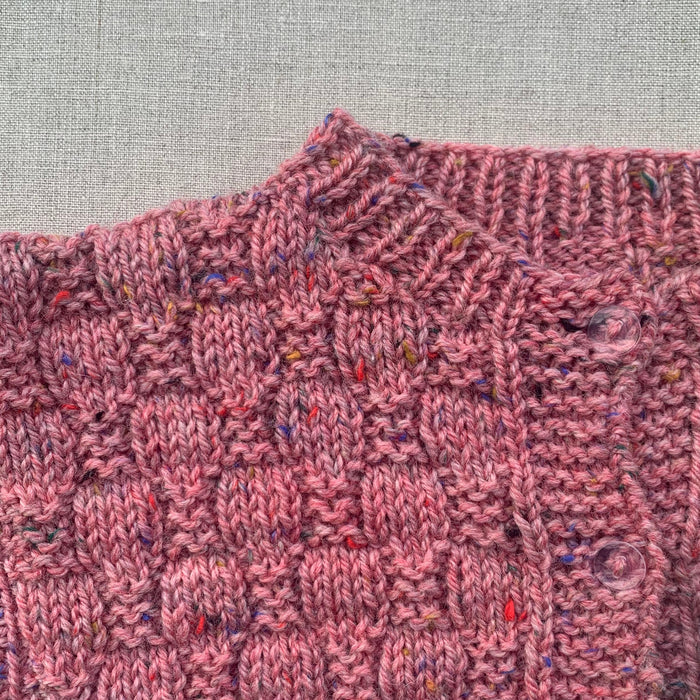 Knitted by Nana Luke Cardigan - Rustic Tweed Rose