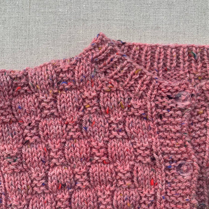 Knitted by Nana Luke Cardigan - Rustic Tweed Rose