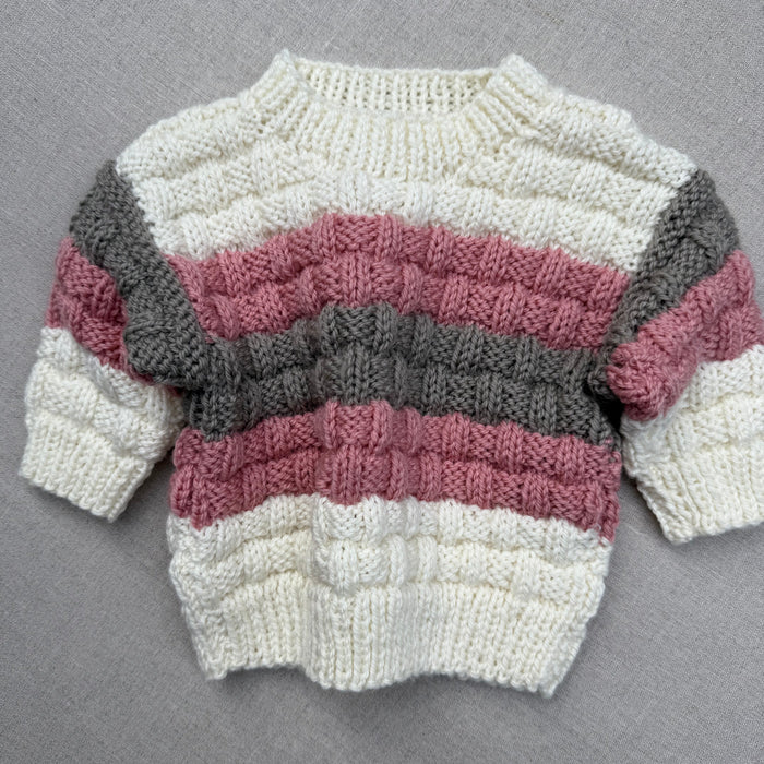 Knitted by Nana Mabel Jumper - Multi Stripe Soft Blush