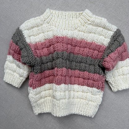 Knitted by Nana Mabel Jumper - Multi Stripe Soft Blush