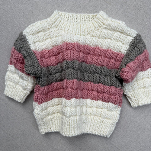 Knitted by Nana Mabel Jumper - Multi Stripe Soft Blush