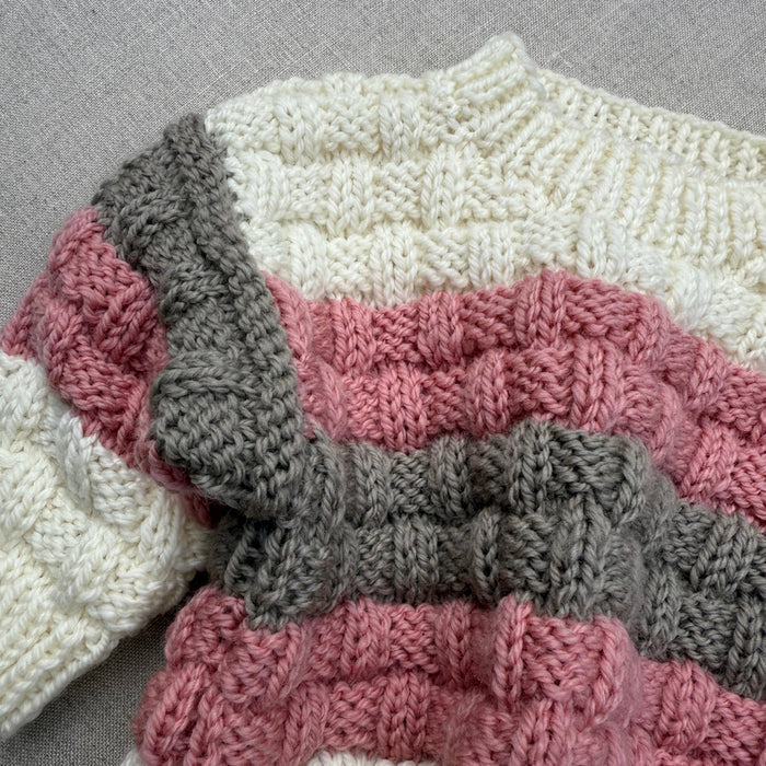 Knitted by Nana Mabel Jumper - Multi Stripe Soft Blush