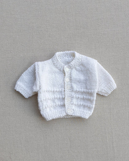 Knitted by Nana Poppy Cardigan Prem White