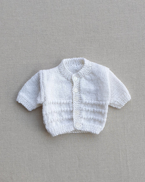 Knitted by Nana Poppy Cardigan Prem White