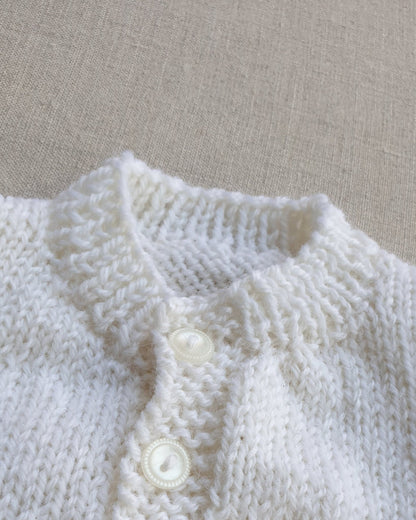 Knitted by Nana Poppy Cardigan Prem White