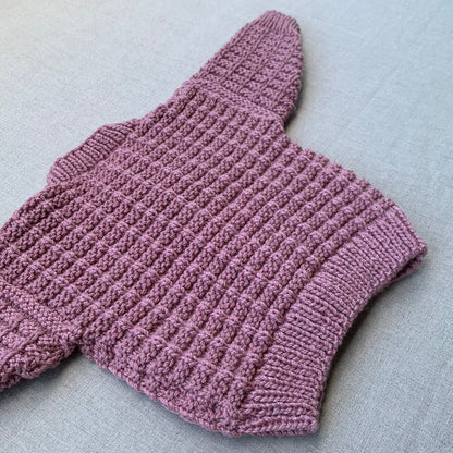 Knitted by Nana Ridge Stitch Cardigan Dusty Rose - 12M