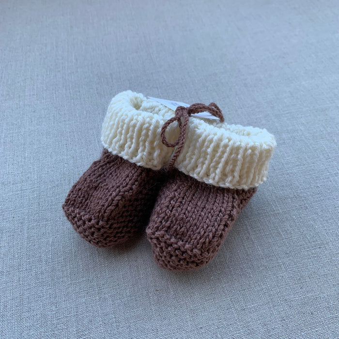 Knitted by Nana Savva Cuffed Booties - 2 Tone