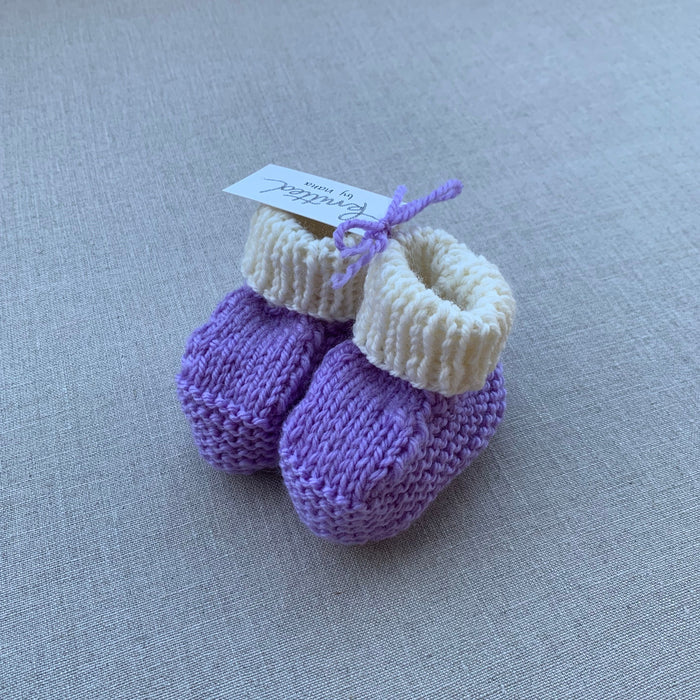 Knitted by Nana Savva Cuffed Booties - 2 Tone