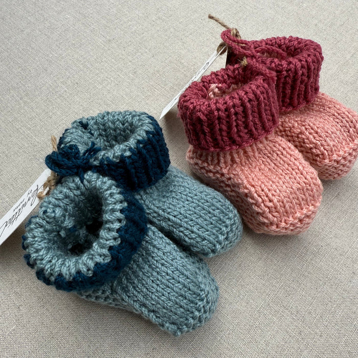 Knitted by Nana Savva Cuffed Booties - 2 Tone
