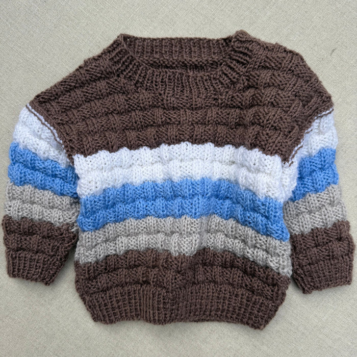 Knitted by Nana Steven Jumper - Multi Stripe Chocolate