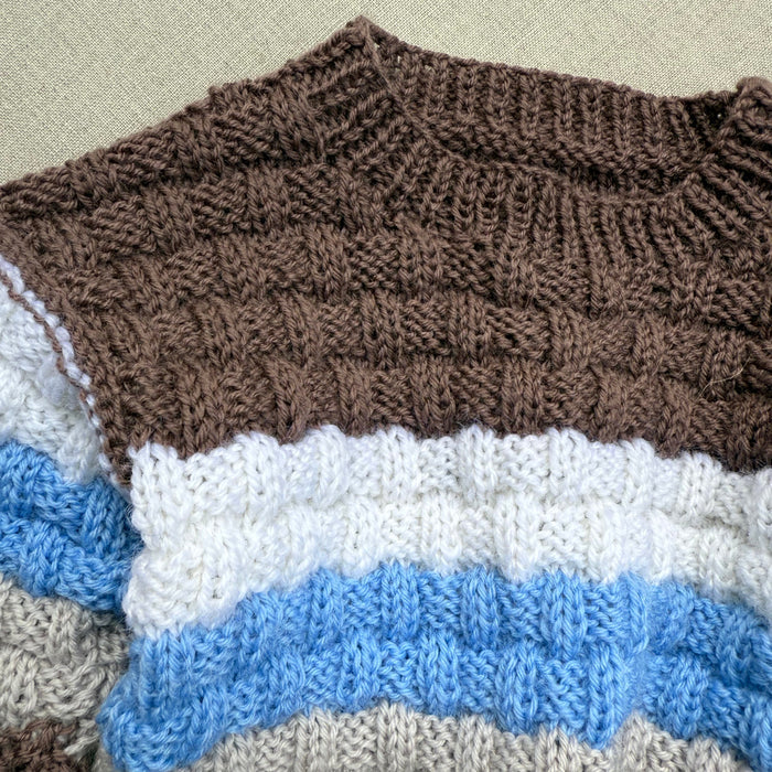 Knitted by Nana Steven Jumper - Multi Stripe Chocolate