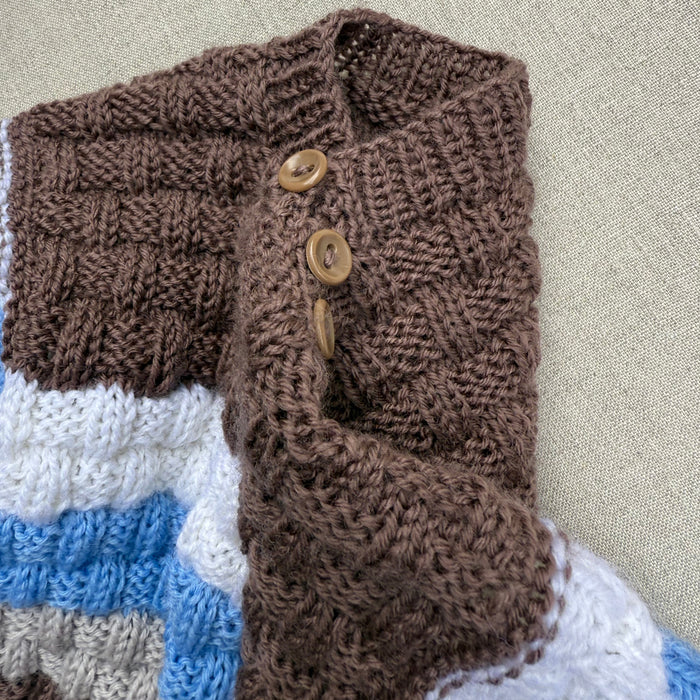 Knitted by Nana Steven Jumper - Multi Stripe Chocolate