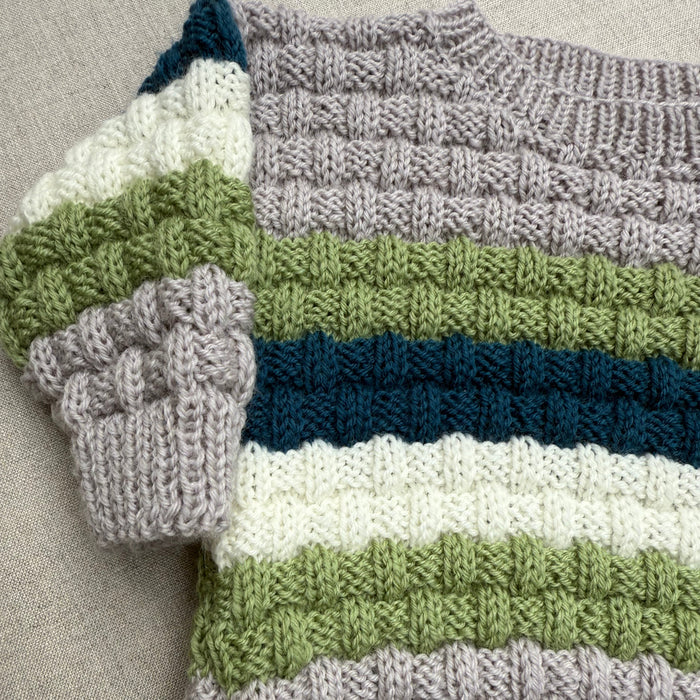 Knitted by Nana Steven Jumper - Multi Stripe Stone