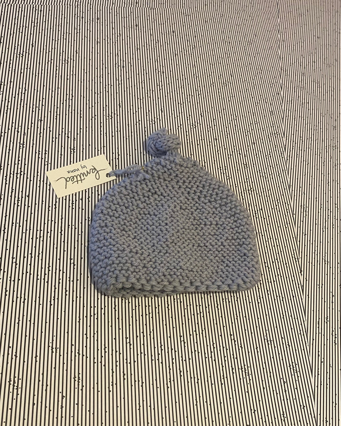 Knitted by Nana Top Knot Beanie - Moonflower