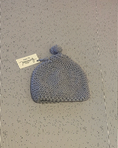 Knitted by Nana Top Knot Beanie - Moonflower