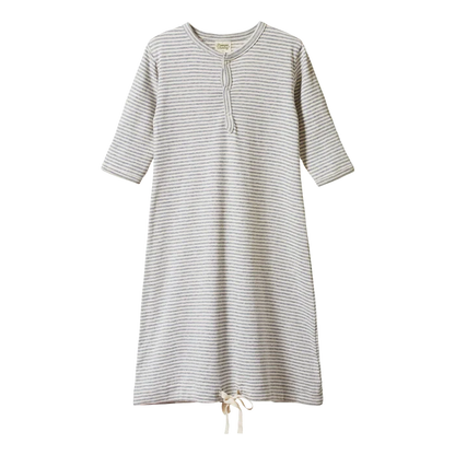 Nature Baby Cotton Sleeping Gown Grey Marle Stripe