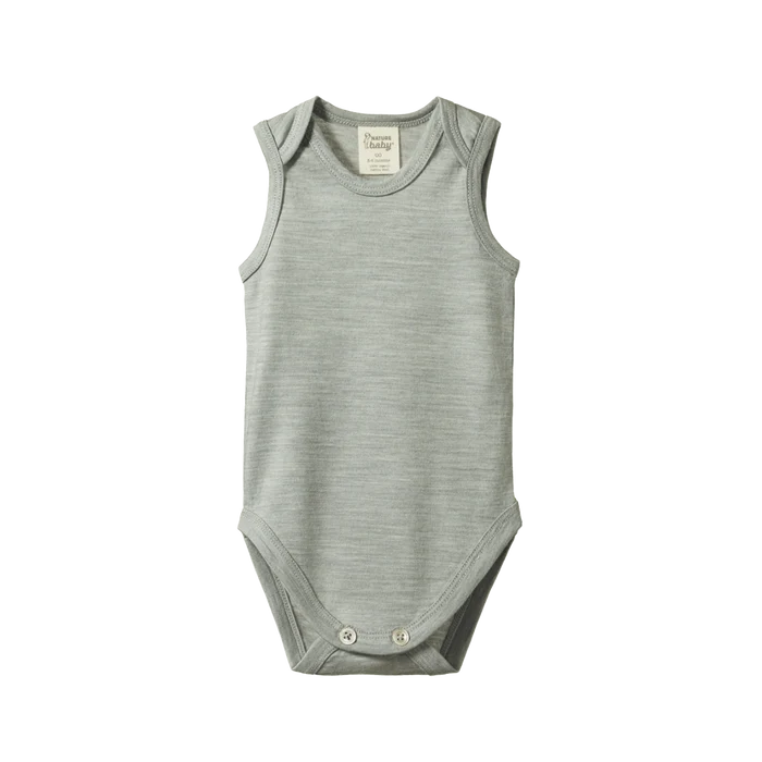Nature Baby Merino Singlet Bodysuit Grey Marle