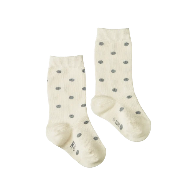 Nature Baby Organic Cotton Socks Grey Polka Dot