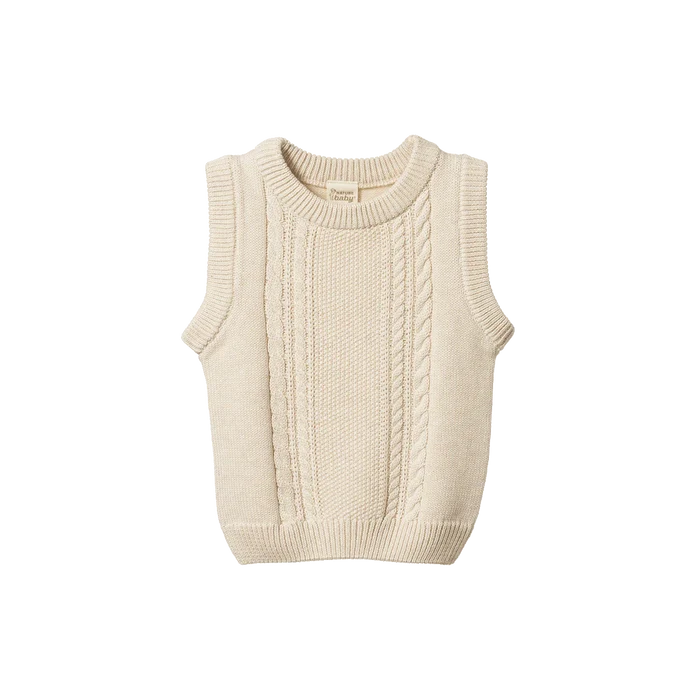 Nature Baby Walter Vest - Oatmeal Marl Cable Knit
